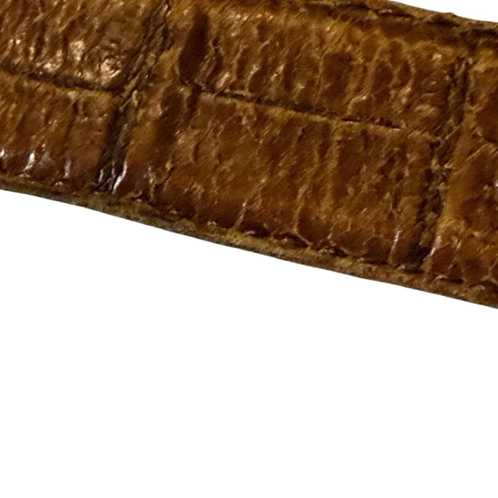 Vintage Martin Dingman Alligator Grain Italian Calfskin Brown Leather Belt 34